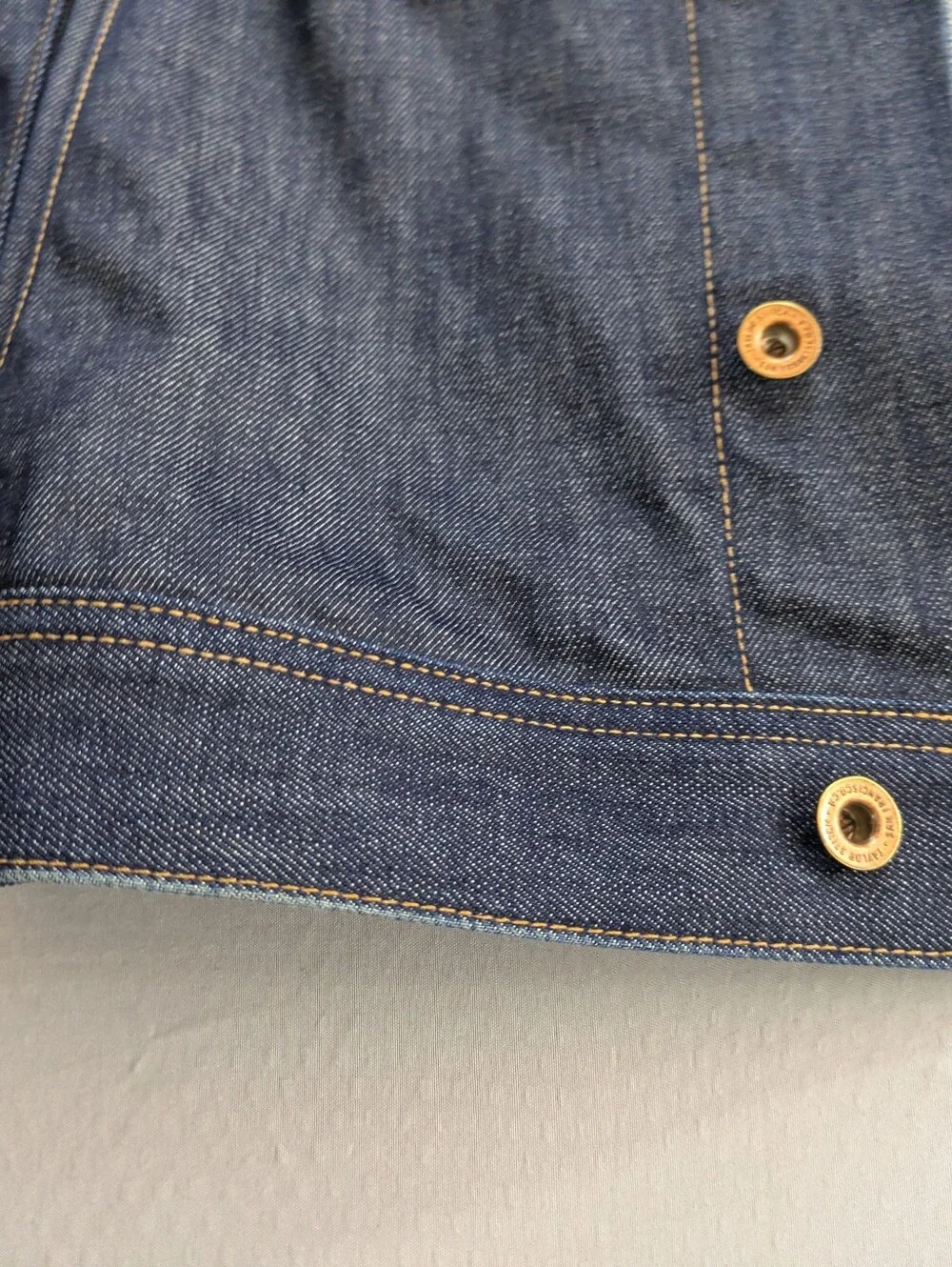 Taylor Stitch Selvage Denim Jacket Mens 38 Indigo Long Haul Trucker Organic EUC